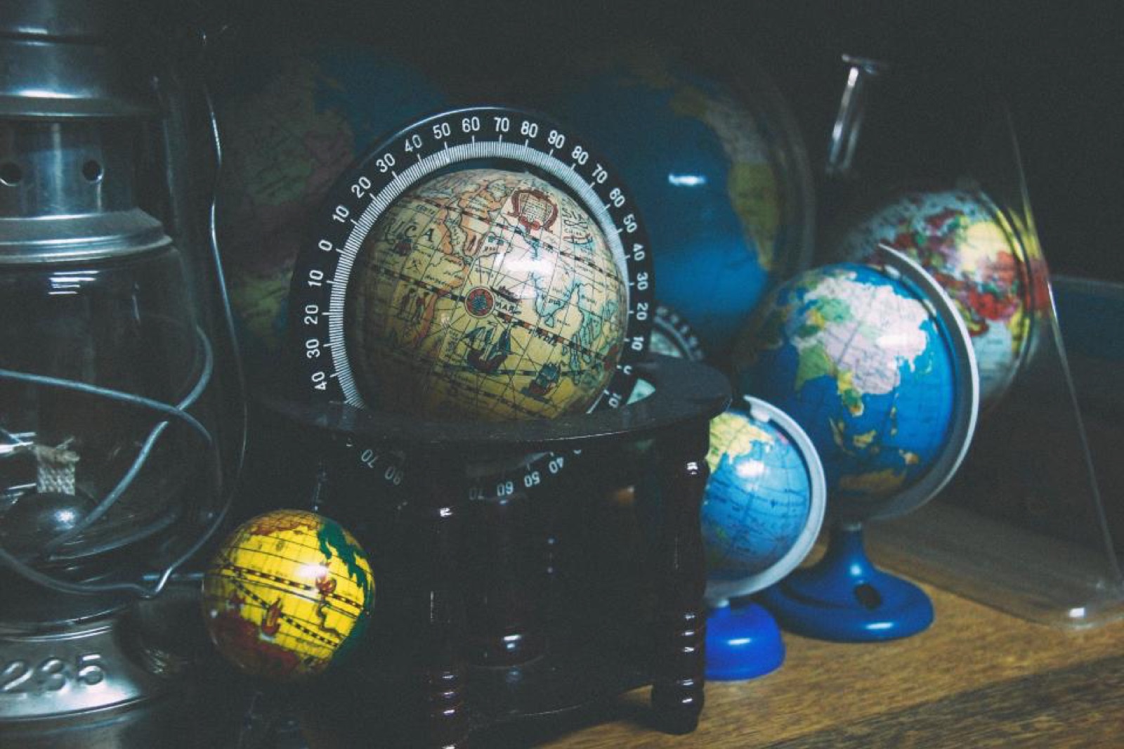 Collection of vintage desk globes