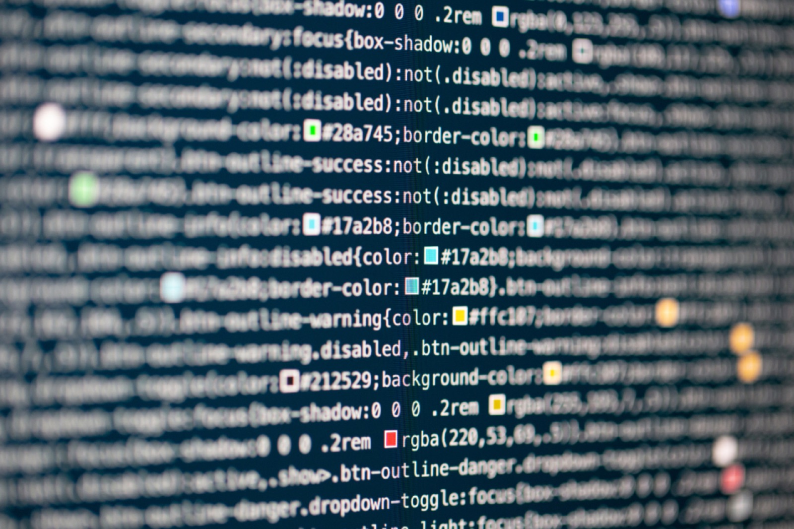 Lines of code on a screen in blue tones