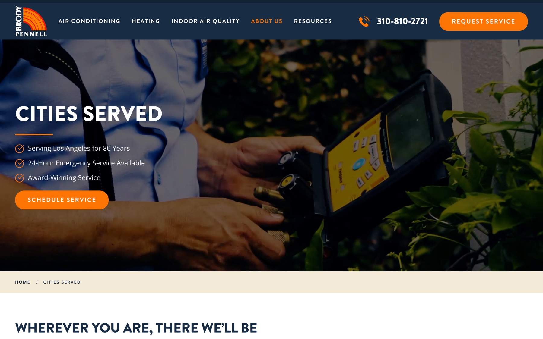 Brody Pennell cities served page