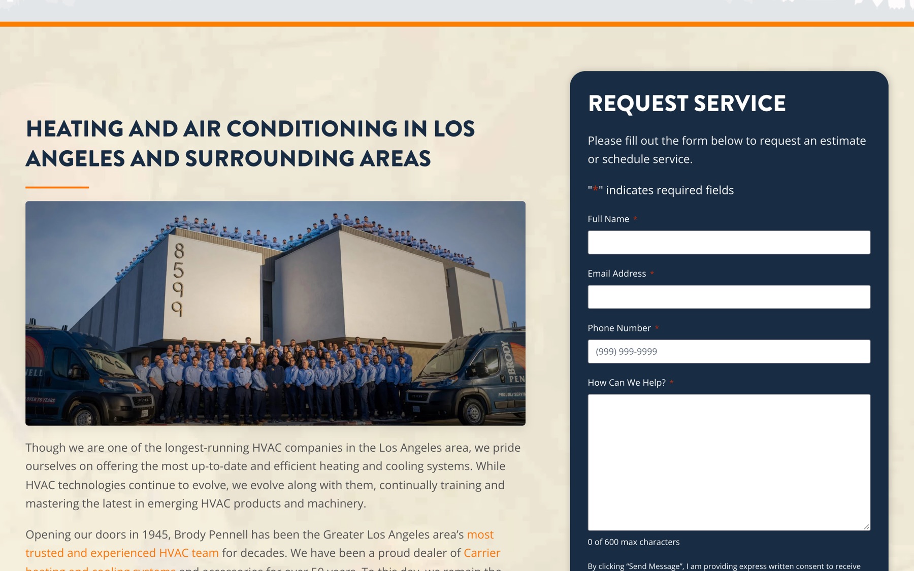 Brody Pennell request service form
