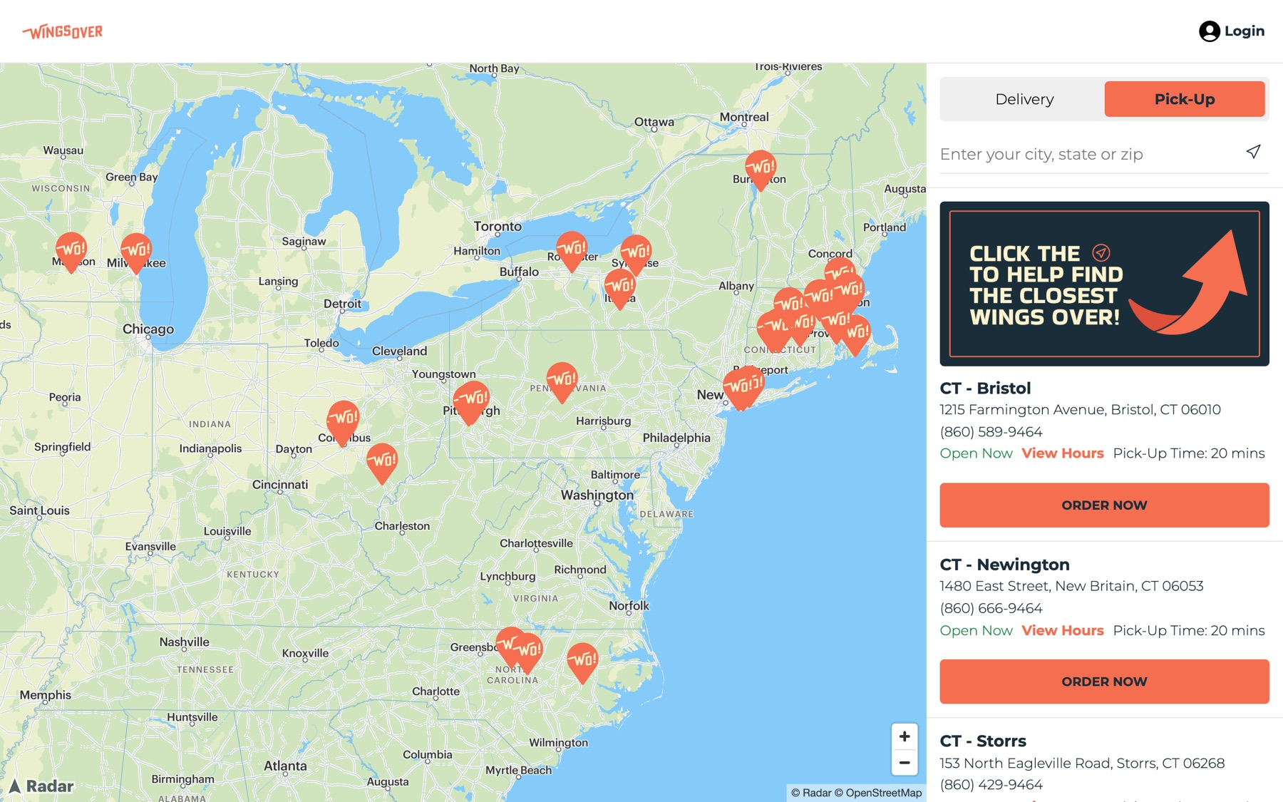 Wings Over location finder map